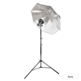 Godox V480 Speedlite Single Flash Photography Lighting Kit with Black/Silver Umbrella