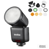 GODOX V1mid Camera Flash with AK-R1 Accessory Kit Olympus Panasonic