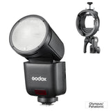 V1Mid Compact Round Head TTL Speedlite & S3 Bracket Kit Olympus / Panasonic