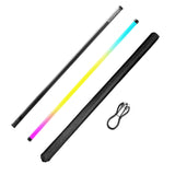 PHOTOOLEX B1200 RGB tube light front and rear views with carry bag and cable