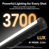 PHOTOOLEX B1200 tube light illuminated in white with brightness performance graphic