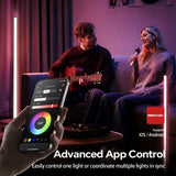 Smartphone app controlling PHOTOOLEX B1200 tube lights during a musical performance