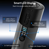 PHOTOOLEX Energy Bar Pro LCD showing battery level and power output for each connection