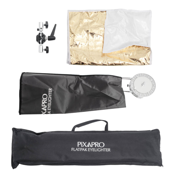 The Pixapro 60x150cm Flatpak Eyelighter Box Content