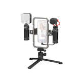 SmallRig All-in-One Video Kit with light and microphone on a white background