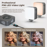 Two Professional Smallrig P96 LED Video Lights with color temperature options on a white background