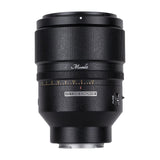 SongRaw AF 50mm F1.2 FE Moonlit Lens  standing Vertically on a white background