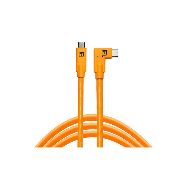 TetherPro 4.6m (15') USB-C to USB-C Right Angle Cable (High-Visibility Orange)