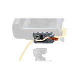 TetherGuard LeverLock Plus Plate (TT-LLPLUS) Example Set-Up attached to base of Camera