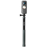 Telesin selfie stick with a compact 360-degree camera attached.