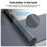 Close-up of the Telesin selfie stick’s textured silicone grip and threaded base socket.