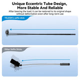 Graphic comparing the Telesin selfie stick’s tube design with a bending metal selfie stick.