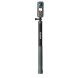 TELESIN selfie stick retracted with a 360-degree camera attached.