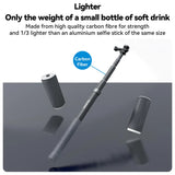 TELESIN graphic comparing the carbon fibre selfie stick’s weight with drinks cans.