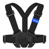 Telesin quick-release vest chest strap with adjustable black shoulder and waist straps
