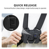 Central quick-release clasp on the Telesin chest strap