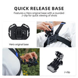 Telesin chest mount base and quick-release J-buckle with an action camera