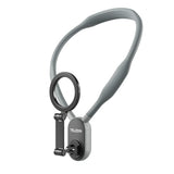 Angled view of the TELESIN neck mount with its hinged phone support extended.