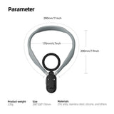 Parameter diagram of the grey magnetic phone neck mount showing its dimensions, weight and materials
