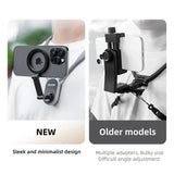 Comparison of the TELESIN magnetic neck mount with an older clamp-style phone neck mount.