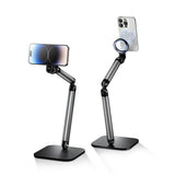Telesin desktop phone stand shown in portrait and landscape configurations