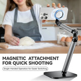  Smartphone attaching magnetically to a Telesin stand for filming a cooking tutorial