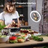 TELESIN phone stand with a smartphone and ring light filming food preparation