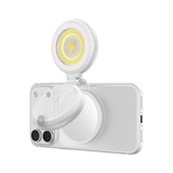 Telesin Aura Zoom Fill Light mounted on a smartphone, showing its adjustable hinge.