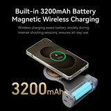 TELESIN Master Grip wireless charging illustration showing its built-in 3200mAh battery