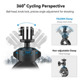 TELESIN ball head showing 360° rotation and camera tilt adjustment