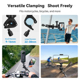 TELESIN clamp fitting ranges of 9–16mm and 22–38mm, with outdoor mounting examples
