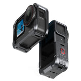 Front and rear views of the TELESIN Plume Air cage fitted to a DJI Osmo Action 6