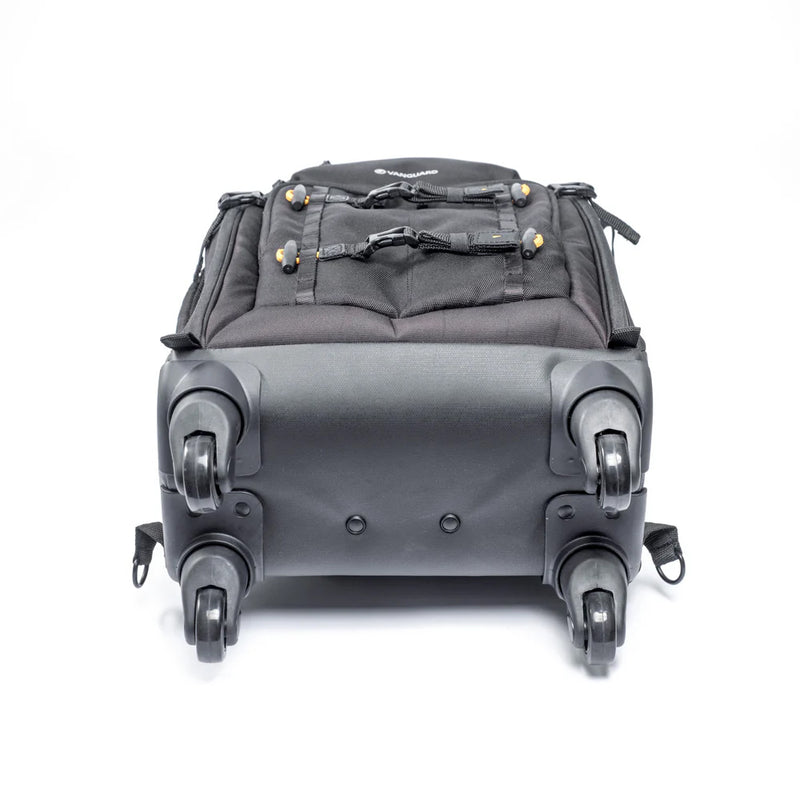 Vanguard Alta Fly 55T 22L 4-Wheel Camera Roller Bag & Convertible Backpack Laying Flat with Wheels Showing