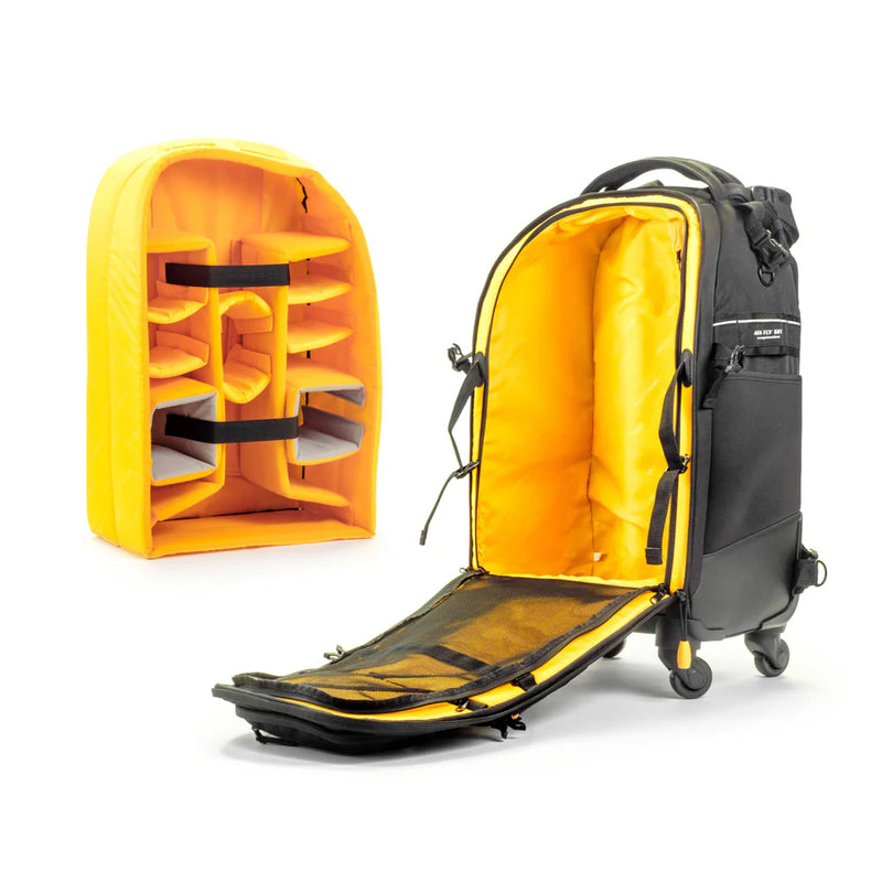 Vanguard Alta Fly 58T 27L 4-Wheel Camera Roller Bag & Convertible Backpack (SPECIAL ORDER) Open Front with Interior Removed