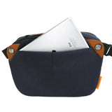 VEO CITY CB29 6 Litre Cross Body Camera Bag  shown from the back with an iPad skiting out of the back pocket (iPad is NOT included)