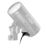 FJ Mini AC/DC USB-C Rechargeable Battery for FJ100 Strobe & Speedlight Inside FJ100 Strobe with Cable Attached