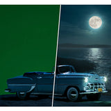 Westcott Chromakey Green 5'x7' backdrop fabric for the X-Drop System is used to replace the background on a photo of a classic car