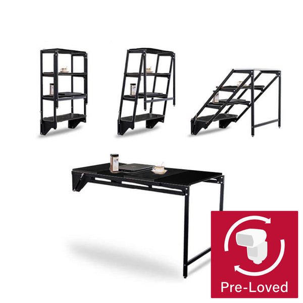ZIONE-Convertible Working Desk And Shelf 2-IN-1 (Black) - Condition Good