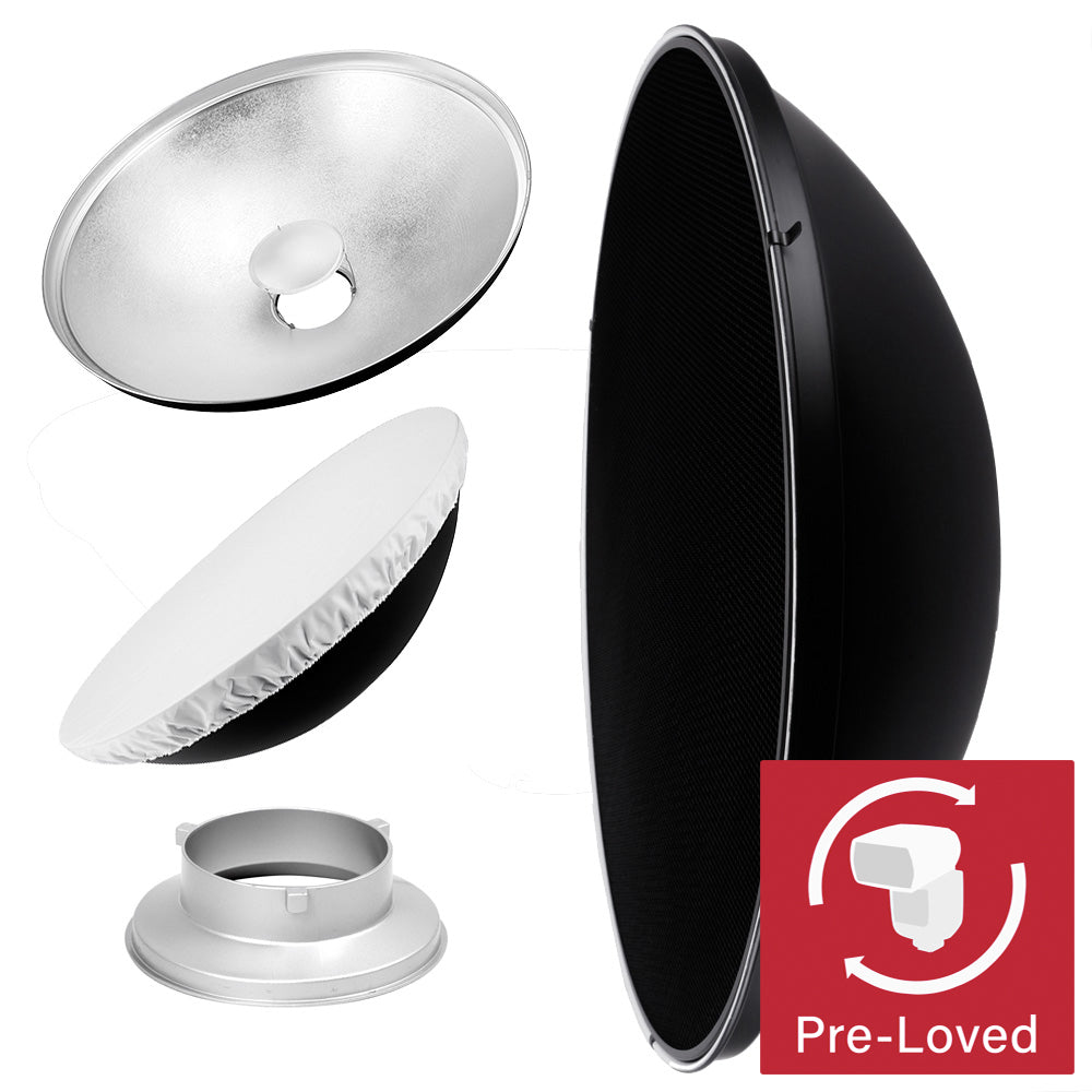 27.5" Photography Beauty Dish Reflector Silver & Grid (Bowens S-Type)