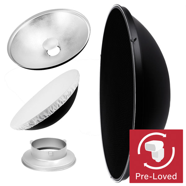27.5" Photography Beauty Dish Reflector Silver & Grid (Bowens S-Type)