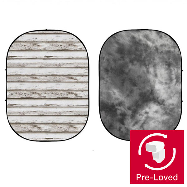 1.5x2.1m White Wood / Black Smoke Reversible Printed Fabric Backdrops