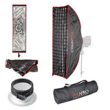 30x90cm (11.8"x35.4") Easy-open Strip Umbrella Softbox with 4cm Grid For Profoto