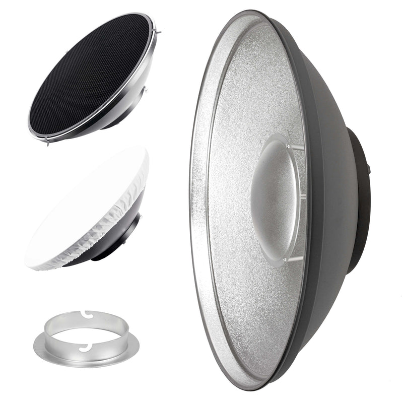 42cm (16.5") Silver Beauty Dish Lighting Studio with Grid - Elinchrom 