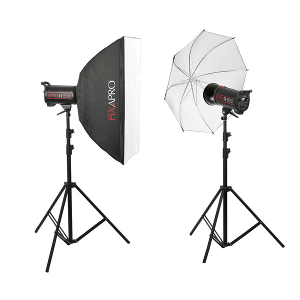 KINO600II+ 1200Ws Studio Flash Monolight 2-heads Photo Lighting kit