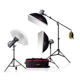 LUMI400II 1200Ws Three Head Studio Flash Overhead Boom Kit (3x 400Ws)