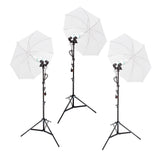 DUOLiTE E27 Continuous Lighting Studio Triple Kit with Umbrella