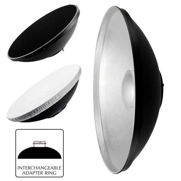 55cm (21.6") SILVER Interior Beauty Dish with Honeycomb Grid