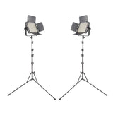 LECO 500S II Daylight Balanced LED Video Light Twin Kit with Stands and Batteries