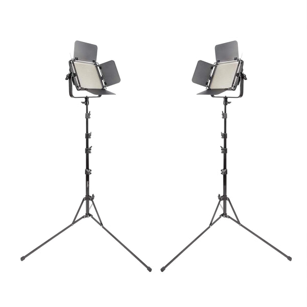 LECO 500S II Daylight Balanced LED Video Light Twin Kit with Stands and Batteries