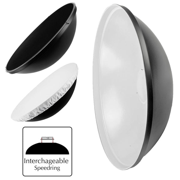 70cm (27.5") White Beauty Dish Light Modifier & Honeycomb Grid